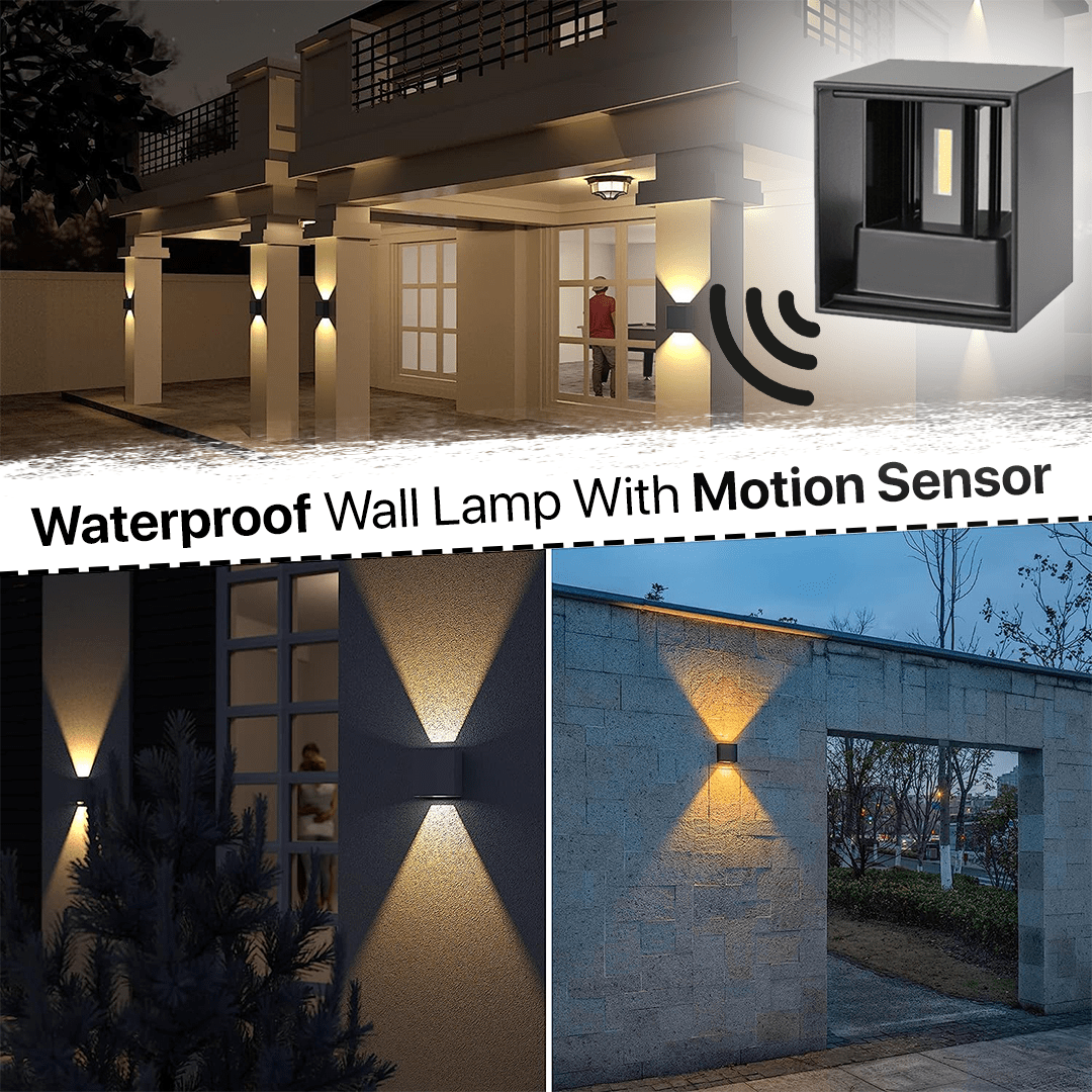 HelleNacht™ Lampada da Parete LED Premium | Impermeabile IP65 | Sensore di Movimento | Luce Calda Up-&amp;-Down