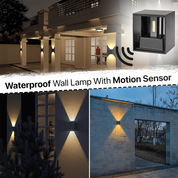 HelleNacht™ Lampada da Parete LED Premium | Impermeabile IP65 | Sensore di Movimento | Luce Calda Up-&amp;-Down