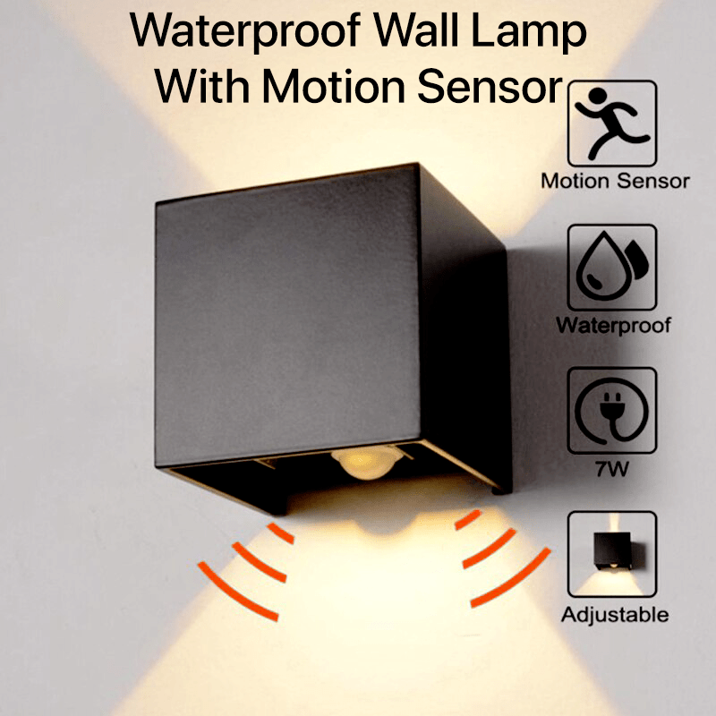 HelleNacht™ Lampada da Parete LED Premium | Impermeabile IP65 | Sensore di Movimento | Luce Calda Up-&amp;-Down