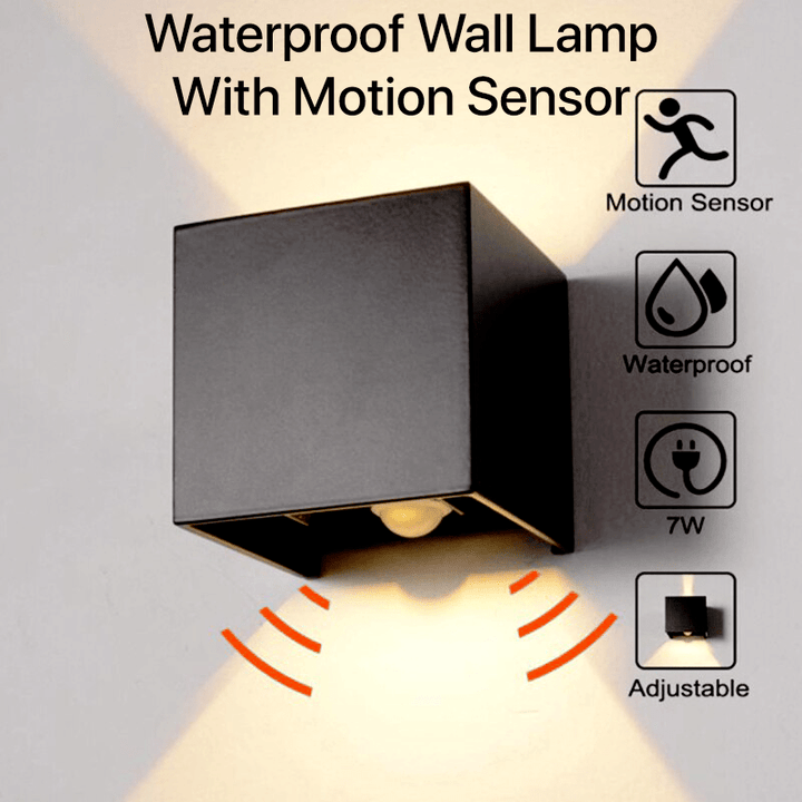HelleNacht™ Lampada da Parete LED Premium | Impermeabile IP65 | Sensore di Movimento | Luce Calda Up-&amp;-Down