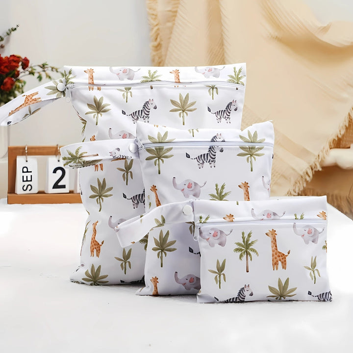 TierFreunde: Borsa di stoccaggio con stampa safari – robusta, leggera e pratica per accessori per bambini e viaggi (3 pezzi)