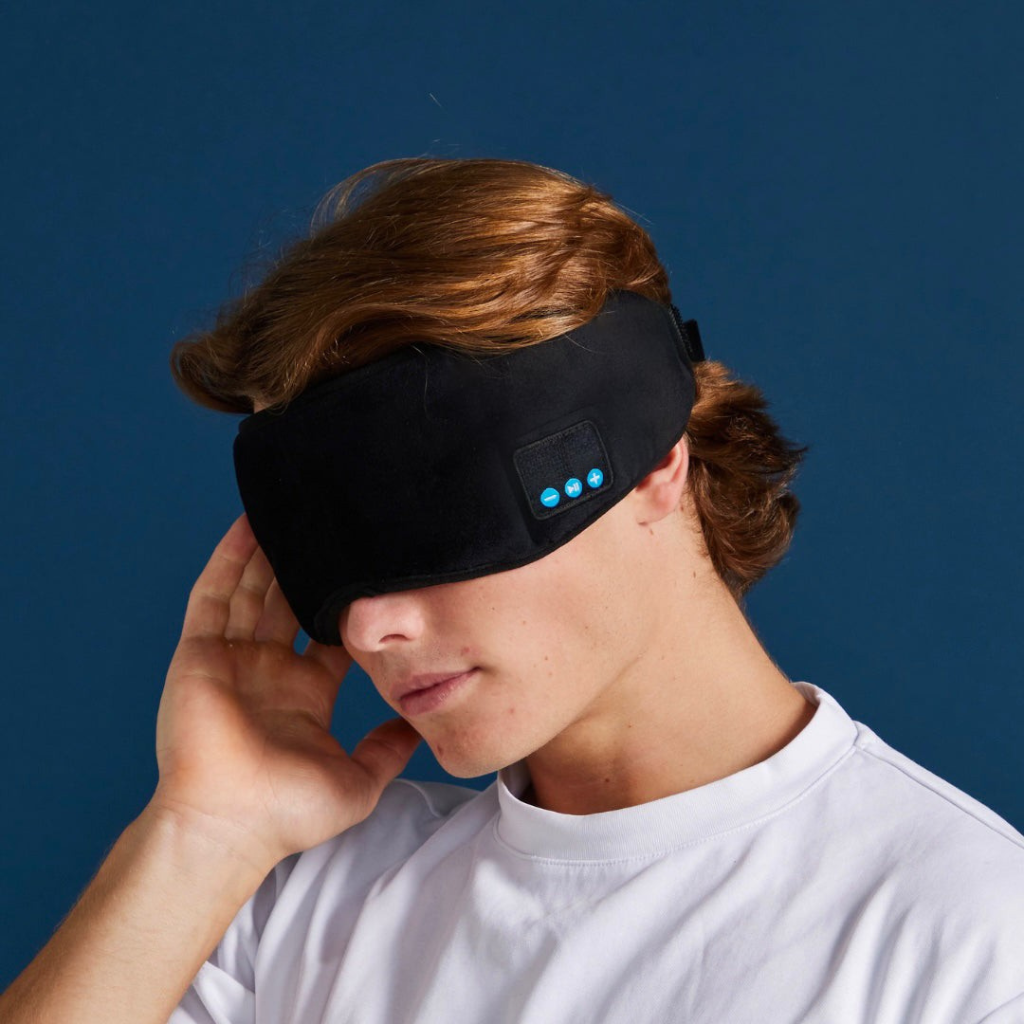 TräumeRuhig: Maschera per dormire con Bluetooth – Bloccante di rumore e funzione musicale per un sonno migliore