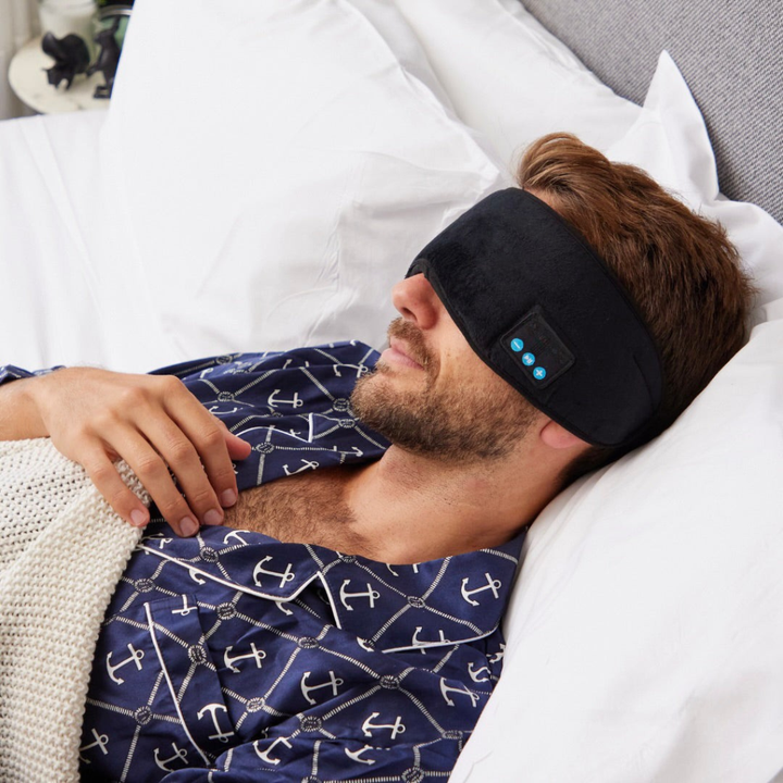 TräumeRuhig: Maschera per dormire con Bluetooth – Bloccante di rumore e funzione musicale per un sonno migliore