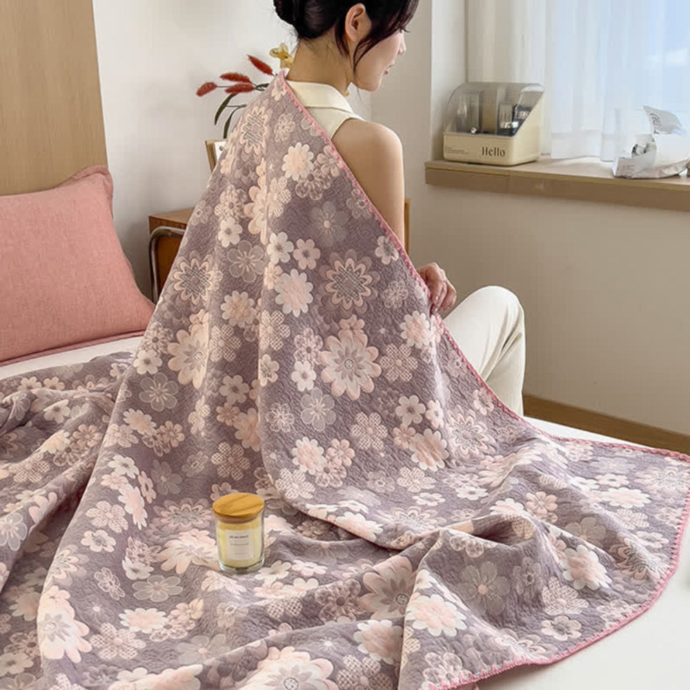 Traumträumerei: Coperte in cotone di garza con stampa floreale rustica e morbida sensazione – per divano e lounge