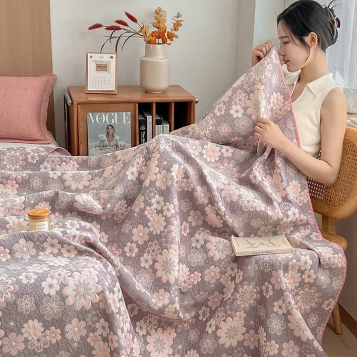 Traumträumerei: Coperte in cotone di garza con stampa floreale rustica e morbida sensazione – per divano e lounge