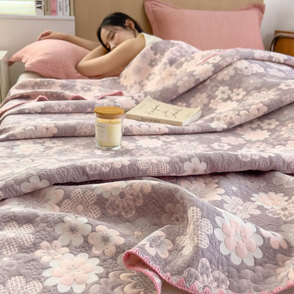 Traumträumerei: Coperte in cotone di garza con stampa floreale rustica e morbida sensazione – per divano e lounge