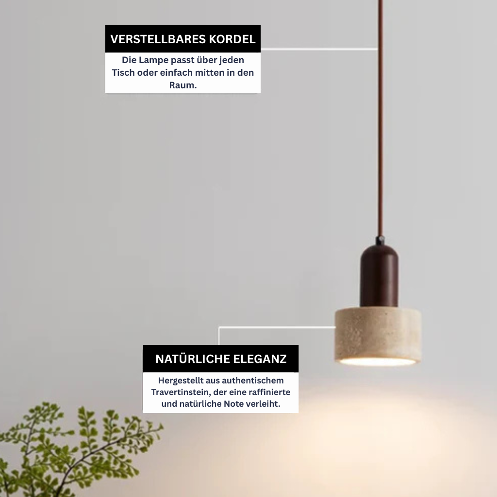 TravertinLicht: Lampada a sospensione di design – lampada in pietra naturale di lusso con forma moderna, per soggiorno e sala da pranzo