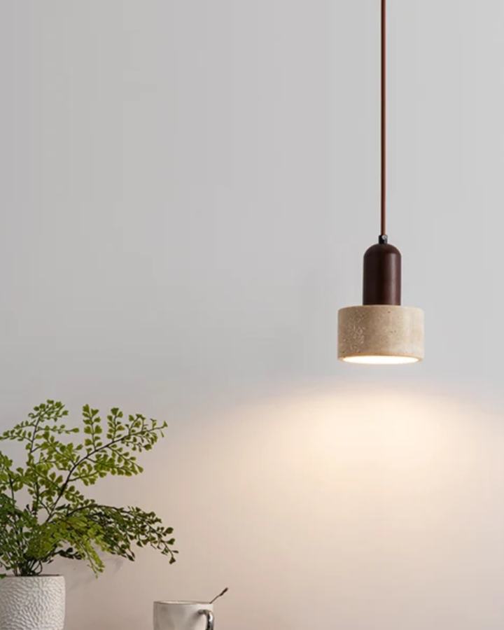 TravertinLicht: Lampada a sospensione di design – lampada in pietra naturale di lusso con forma moderna, per soggiorno e sala da pranzo