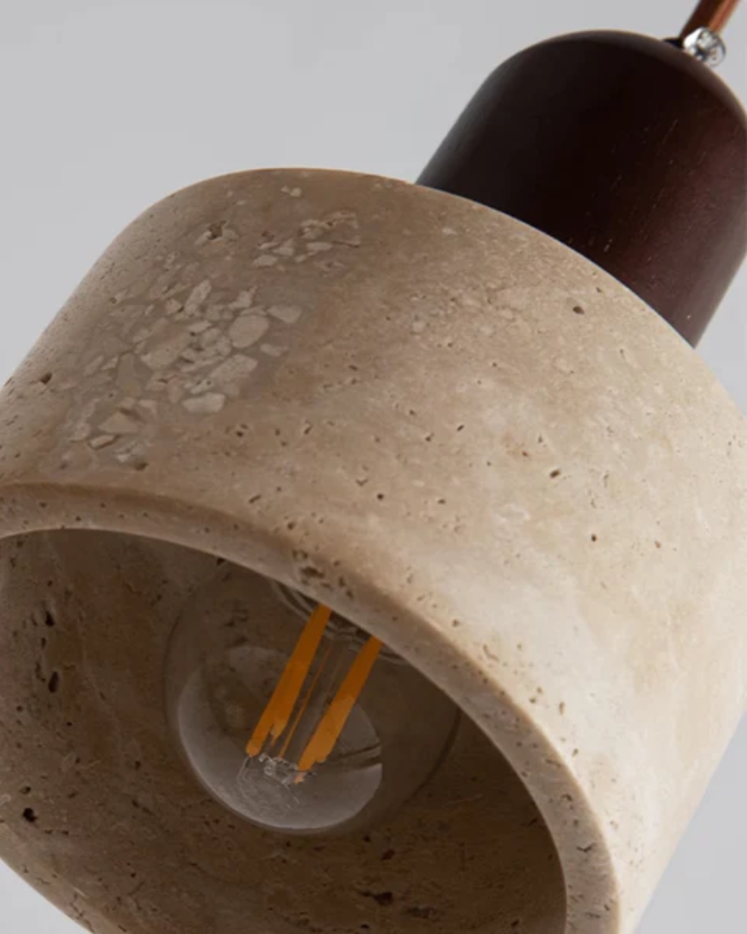 TravertinLicht: Lampada a sospensione di design – lampada in pietra naturale di lusso con forma moderna, per soggiorno e sala da pranzo