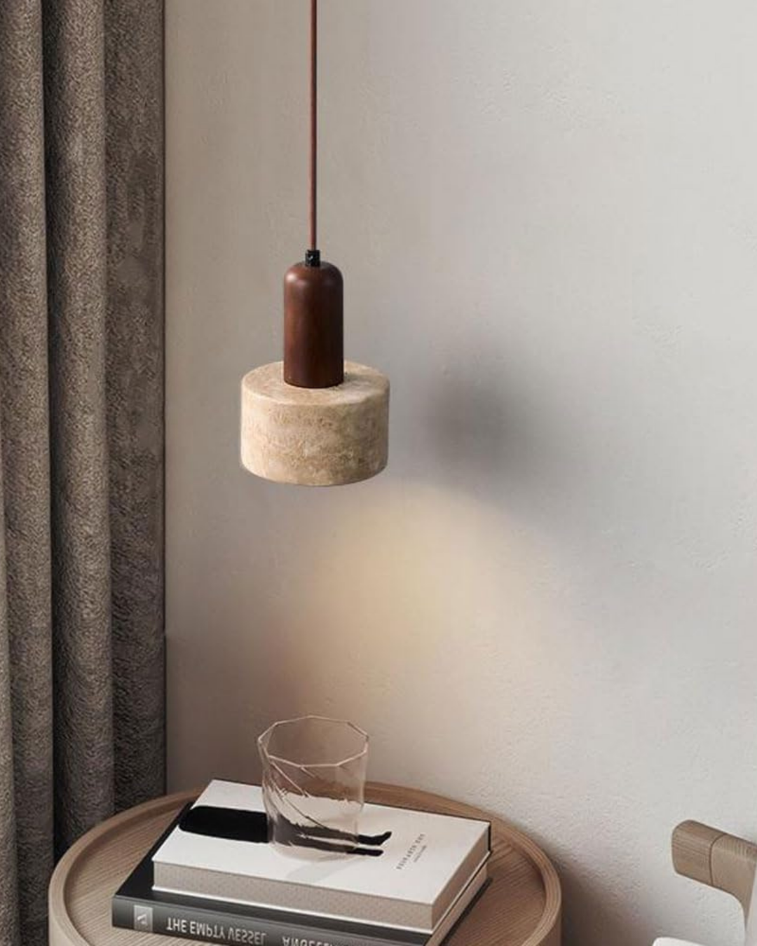 TravertinLicht: Lampada a sospensione di design – lampada in pietra naturale di lusso con forma moderna, per soggiorno e sala da pranzo