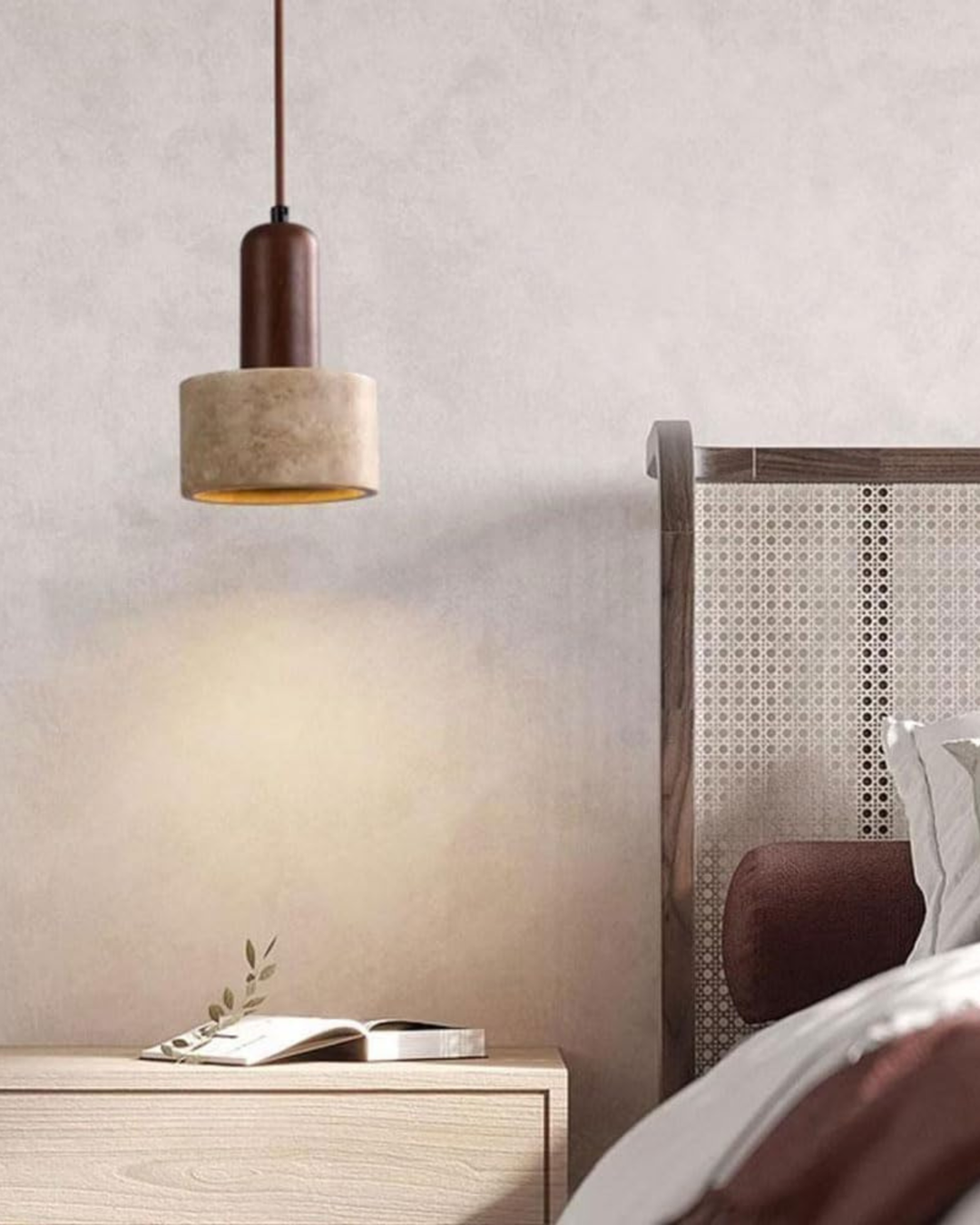 TravertinLicht: Lampada a sospensione di design – lampada in pietra naturale di lusso con forma moderna, per soggiorno e sala da pranzo