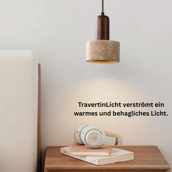 TravertinLicht: Lampada a sospensione di design – lampada in pietra naturale di lusso con forma moderna, per soggiorno e sala da pranzo