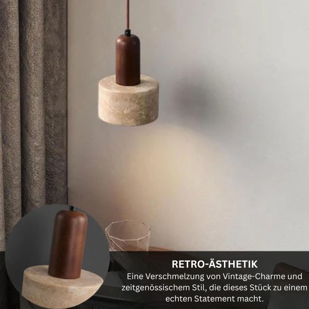 TravertinLicht: Lampada a sospensione di design – lampada in pietra naturale di lusso con forma moderna, per soggiorno e sala da pranzo