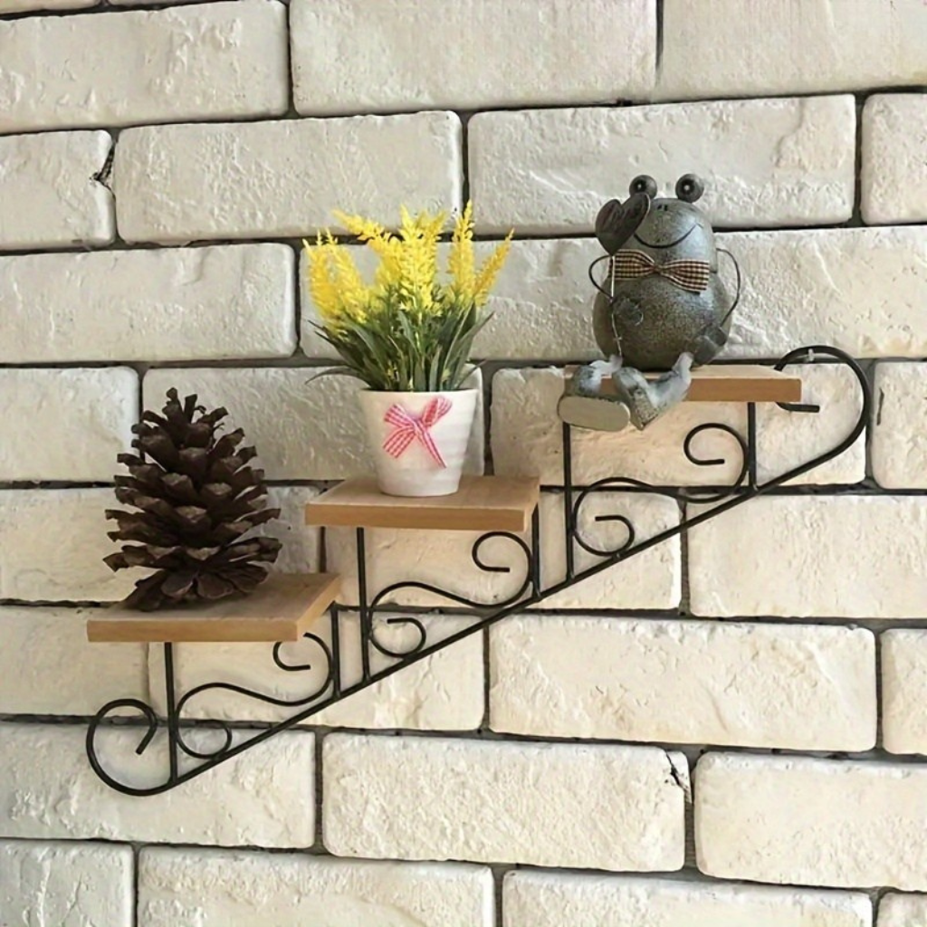 TreppenBilden: Mensola da parete in metallo – decorativa, robusta e sospesa nel design a scala per piante e soggiorno