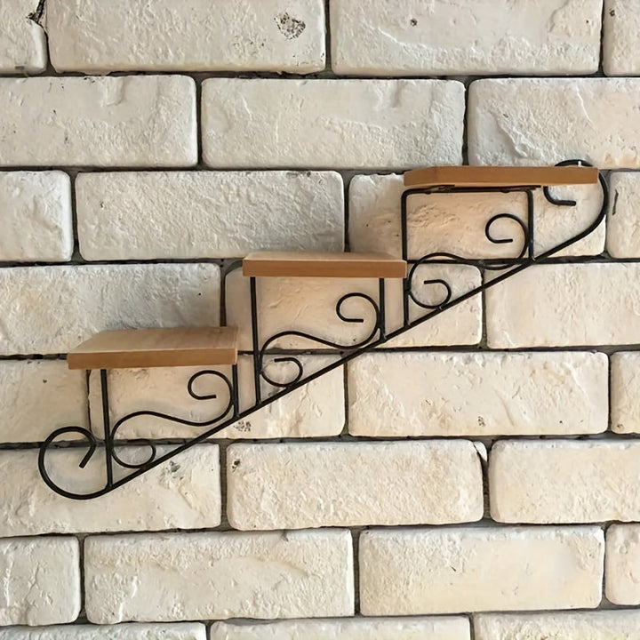 TreppenBilden: Mensola da parete in metallo – decorativa, robusta e sospesa nel design a scala per piante e soggiorno