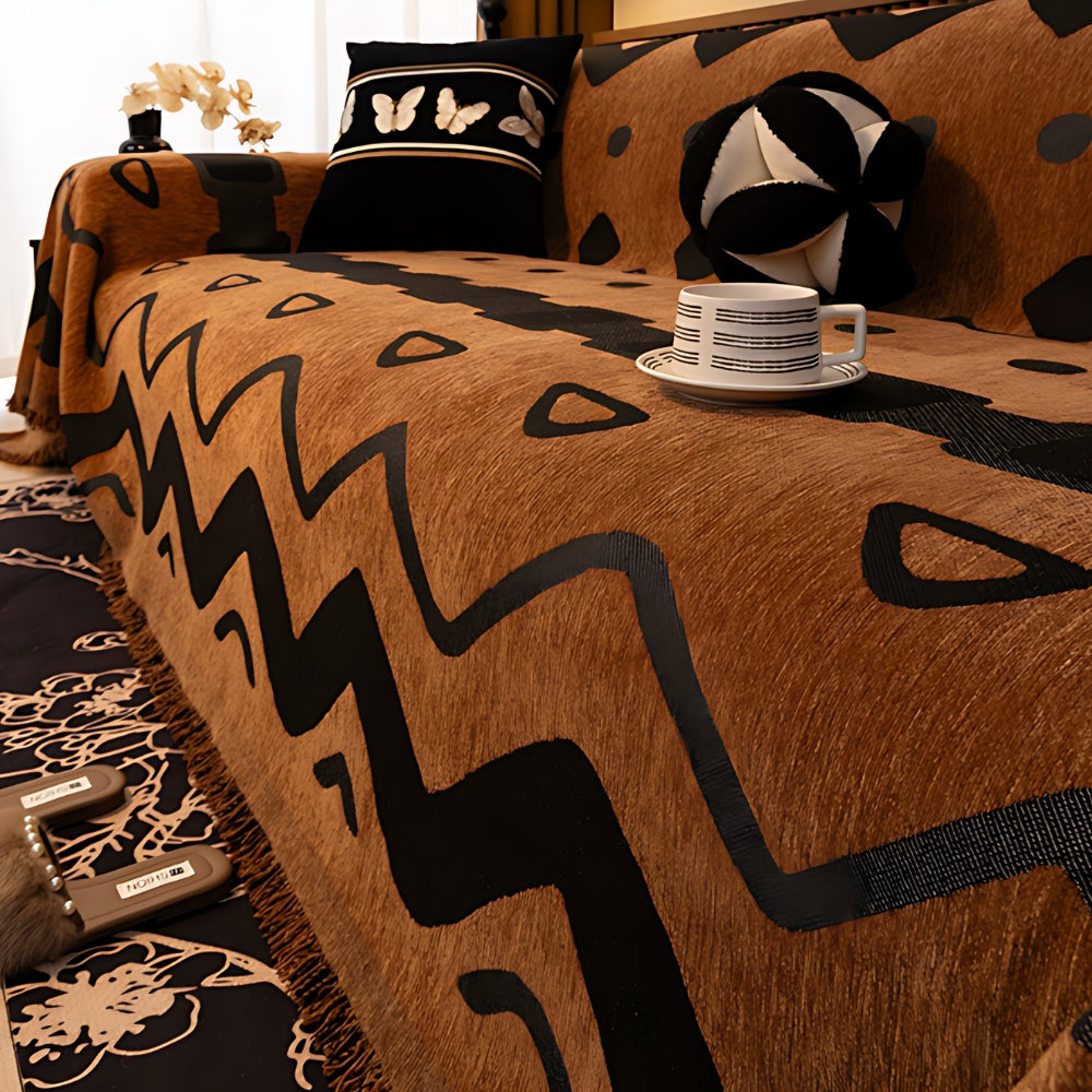 Copertura per Divano Chenille Geometrico Tribale