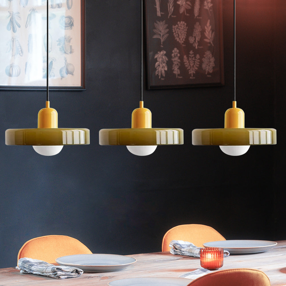 TrioLumen: Lampada a sospensione 3 fiamme in vetro moderno – lampada pendente colorata per sala da pranzo