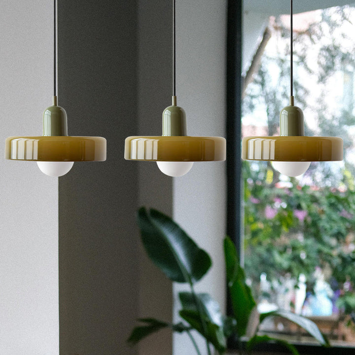 TrioLumen: Lampada a sospensione 3 fiamme in vetro moderno – lampada pendente colorata per sala da pranzo