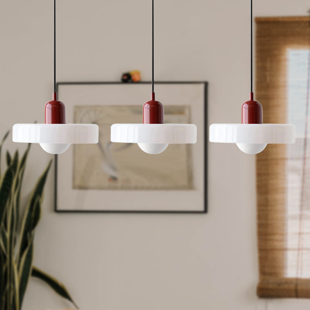 TrioLumen: Lampada a sospensione 3 fiamme in vetro moderno – lampada pendente colorata per sala da pranzo