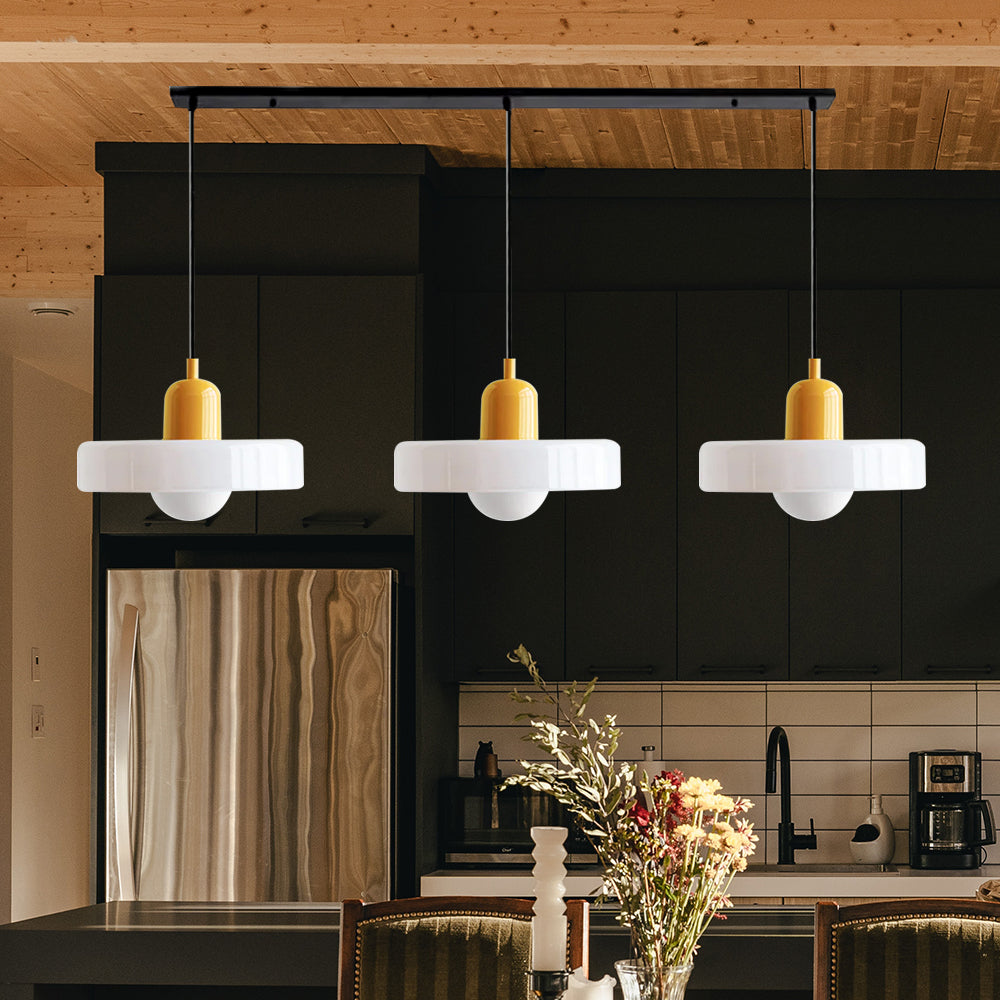 TrioLumen: Lampada a sospensione 3 fiamme in vetro moderno – lampada pendente colorata per sala da pranzo