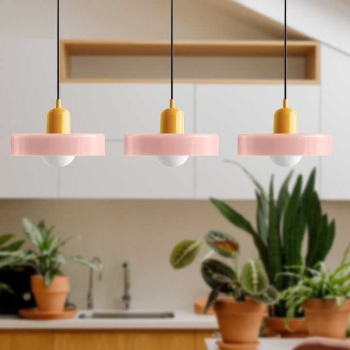 TrioLumen: Lampada a sospensione 3 fiamme in vetro moderno – lampada pendente colorata per sala da pranzo