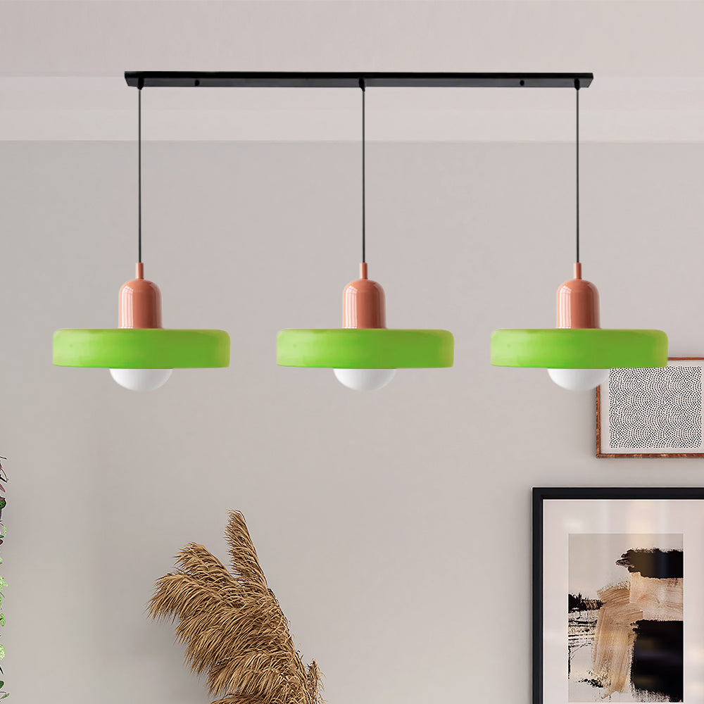 TrioLumen: Lampada a sospensione 3 fiamme in vetro moderno – lampada pendente colorata per sala da pranzo