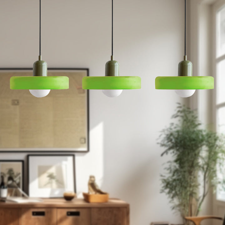 TrioLumen: Lampada a sospensione 3 fiamme in vetro moderno – lampada pendente colorata per sala da pranzo