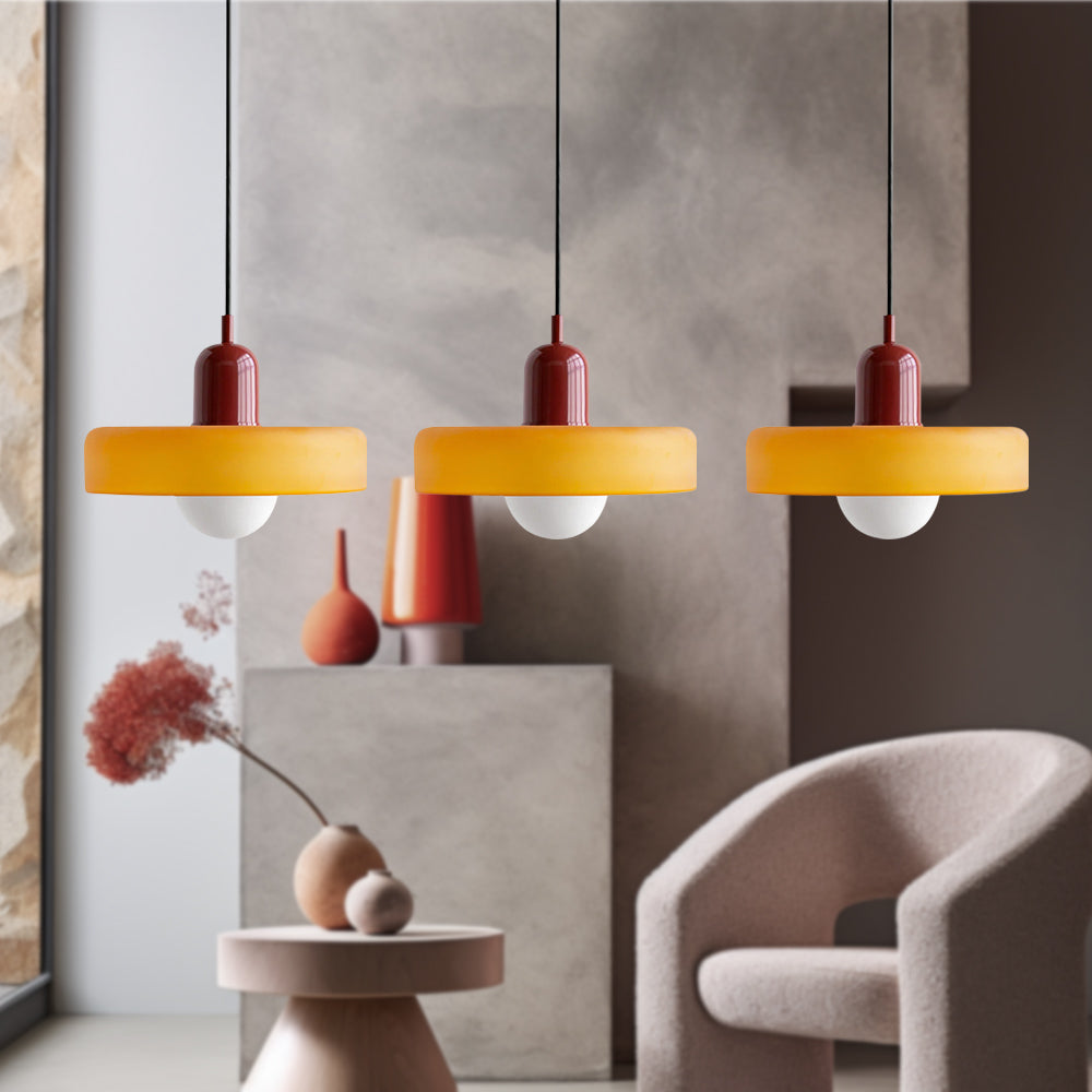 TrioLumen: Lampada a sospensione 3 fiamme in vetro moderno – lampada pendente colorata per sala da pranzo