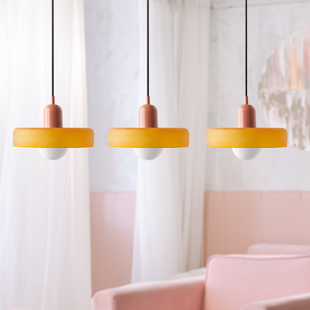 TrioLumen: Lampada a sospensione 3 fiamme in vetro moderno – lampada pendente colorata per sala da pranzo