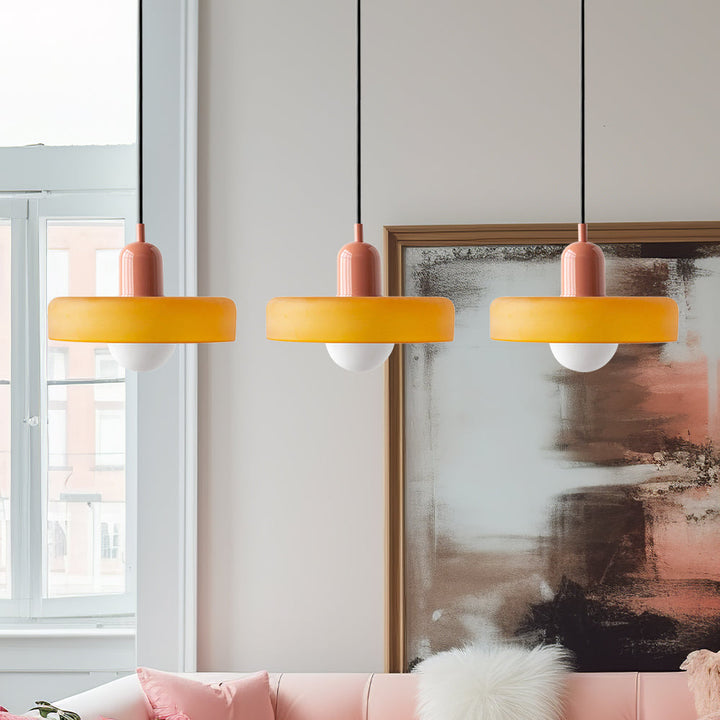 TrioLumen: Lampada a sospensione 3 fiamme in vetro moderno – lampada pendente colorata per sala da pranzo