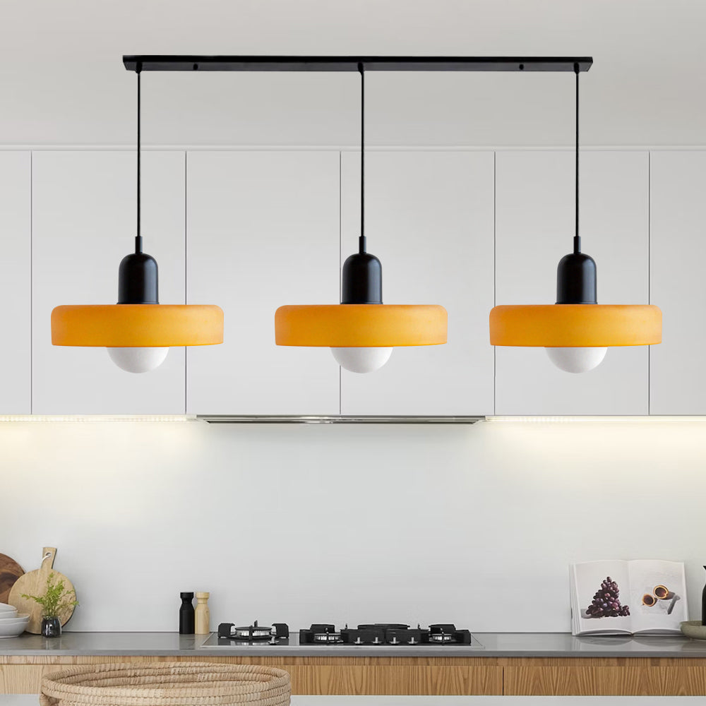 TrioLumen: Lampada a sospensione 3 fiamme in vetro moderno – lampada pendente colorata per sala da pranzo