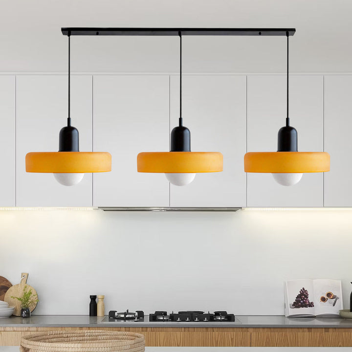 TrioLumen: Lampada a sospensione 3 fiamme in vetro moderno – lampada pendente colorata per sala da pranzo