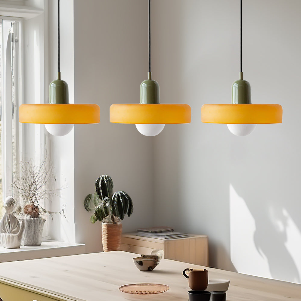 TrioLumen: Lampada a sospensione 3 fiamme in vetro moderno – lampada pendente colorata per sala da pranzo