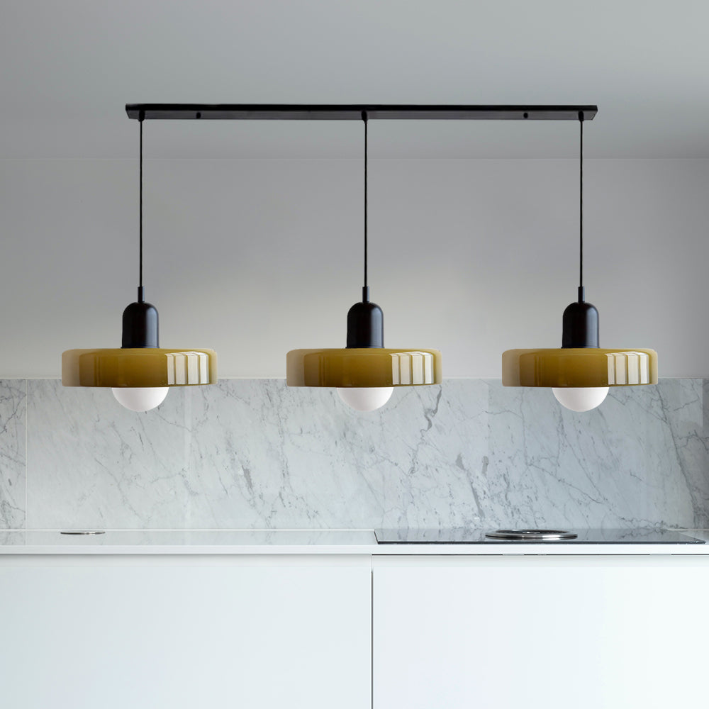 TrioLumen: Lampada a sospensione 3 fiamme in vetro moderno – lampada pendente colorata per sala da pranzo