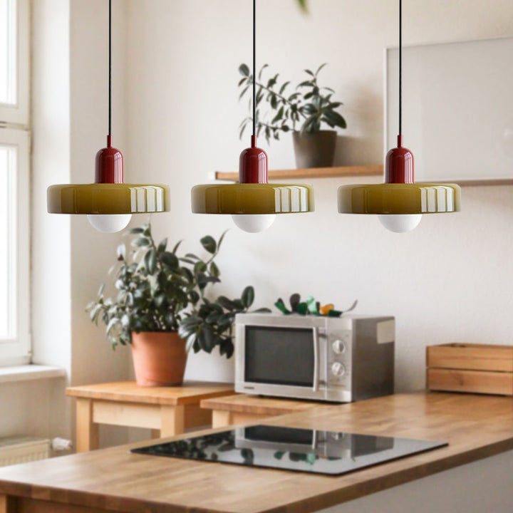 TrioLumen: Lampada a sospensione 3 fiamme in vetro moderno – lampada pendente colorata per sala da pranzo