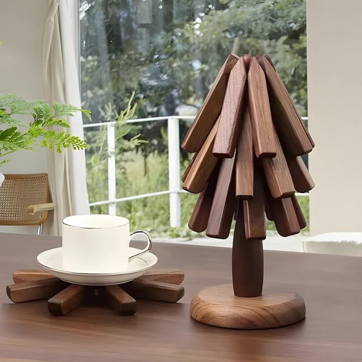 Trivetree™ – Sottopentola in legno e tovaglietta resistente al calore
