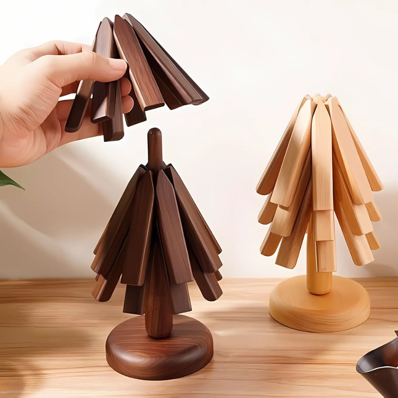 Trivetree™ – Sottopentola in legno e tovaglietta resistente al calore
