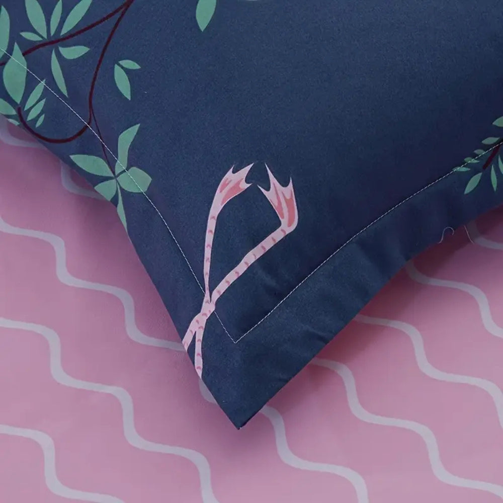 TropenTraum: Set copripiumino moderno – morbido, traspirante e decorativo con stampa di fenicottero per la camera da letto