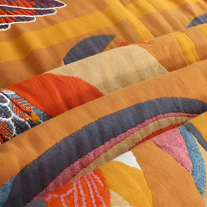 TropicaLoom: Coperta in cotone con motivo tropicale di tucano e texture leggera – per divano e camera da letto
