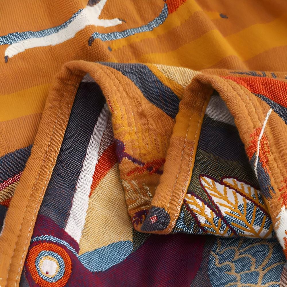 TropicaLoom: Coperta in cotone con motivo tropicale di tucano e texture leggera – per divano e camera da letto