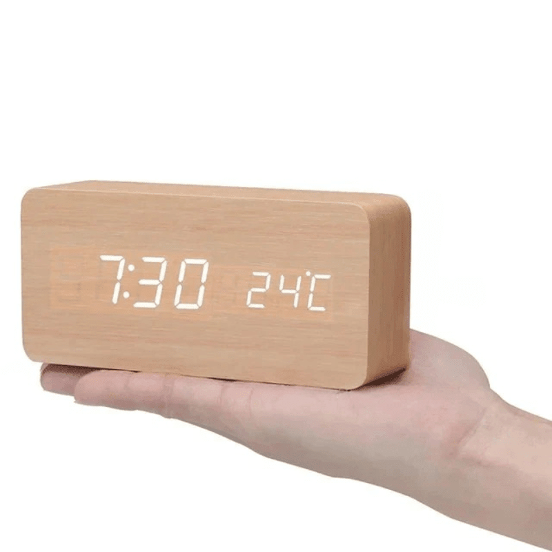 WOODSENSE – Orologio in Legno LED con Controllo Vocale per una Stile di Visualizzazione del Tempo