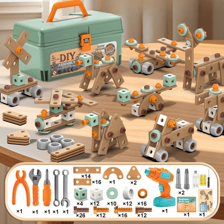 BUILDMASTER – Set di attrezzi da 100 pezzi per bambini creativi dai 3 anni in su