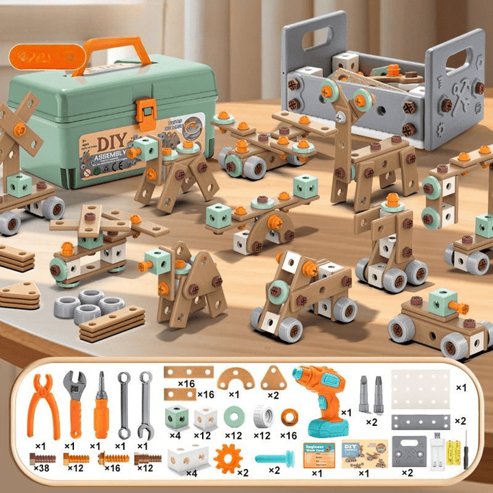 BUILDMASTER – Set di attrezzi da 100 pezzi per bambini creativi dai 3 anni in su