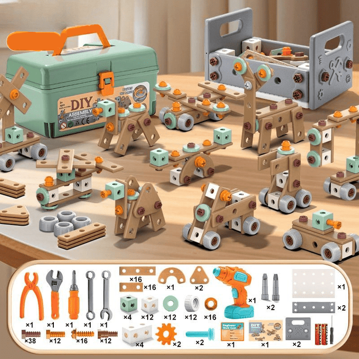 BUILDMASTER – Set di attrezzi da 100 pezzi per bambini creativi dai 3 anni in su