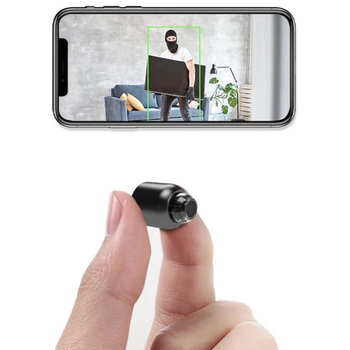 Pacchetto di 2 Mini Telecamere di Sicurezza WiFi | 1080P HD, Angolo Ampio di 140°, Visione Notturna, Rilevamento di Movimento (32GB SD Inclusa)