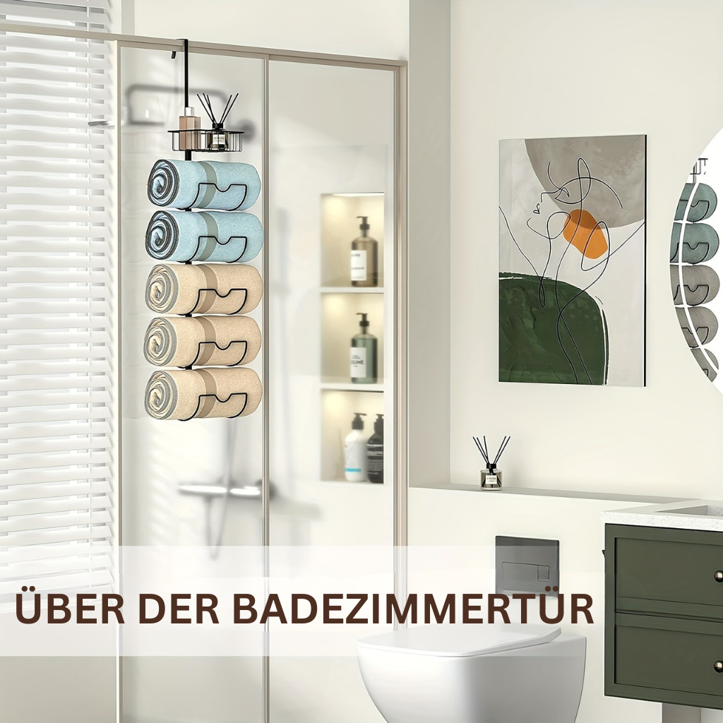 UrbanGestell: Porta asciugamani da bagno – supporto per porta multifunzionale in metallo, regolabile e salvaspazio per asciugamani e accessori