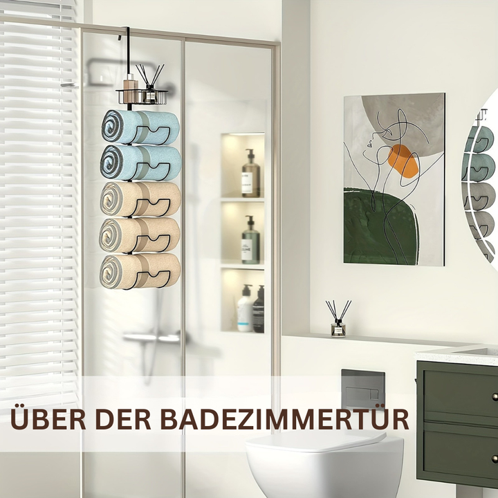 UrbanGestell: Porta asciugamani da bagno – supporto per porta multifunzionale in metallo, regolabile e salvaspazio per asciugamani e accessori