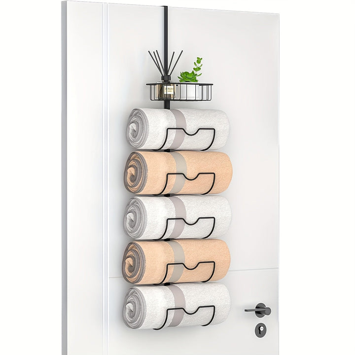 UrbanGestell: Porta asciugamani da bagno – supporto per porta multifunzionale in metallo, regolabile e salvaspazio per asciugamani e accessori