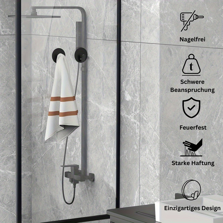 UrbaneHaken: Porta asciugamani da bagno – ganci da parete moderni, autoadesivi e salvaspazio per tessuti da bagno e chiavi