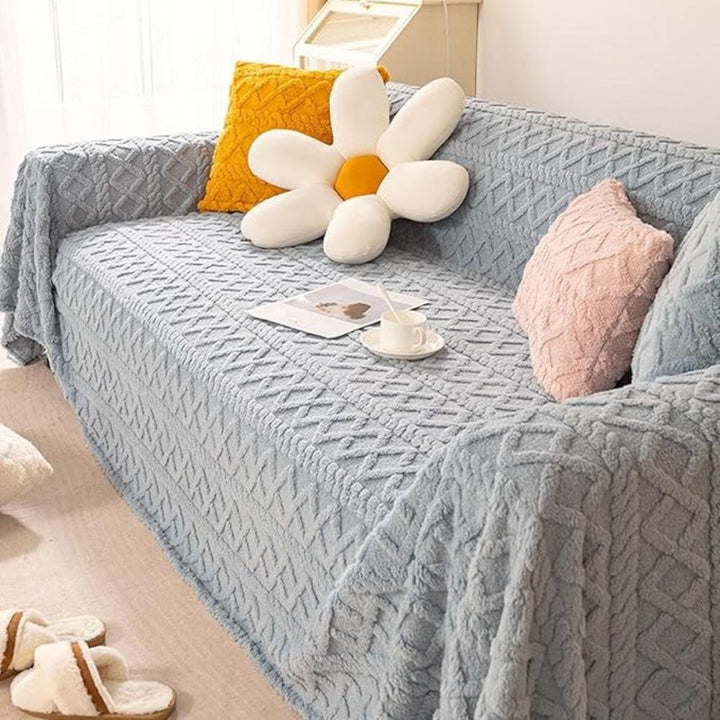 VeloursNest: Copertura per divano in lussuoso cashmere con look Sherpa e design Jacquard – per divano e lounge